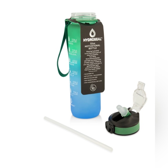 Water Bottle 32oz with Straw, Motivational Water Bottle with Time Marker Strap - Picture 2 of 3